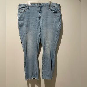 Candace Cameron Bure Denim Jeans‎ Plus Size Light Wash Frayed Hem Casual